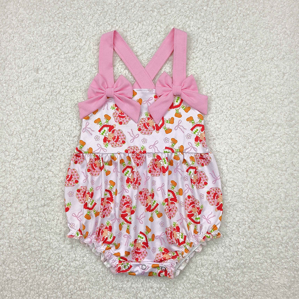 5.17 SR2933 RTS NO MOQ Baby Girls Summer Rompers Summer Strawberry Girl Pink Bubble Romper
