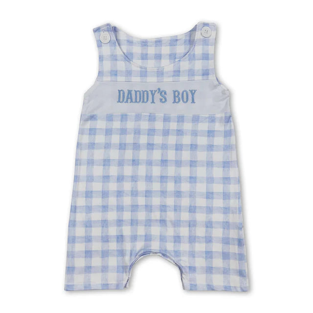 RTS Sibling plaid sleeveless boy romper
