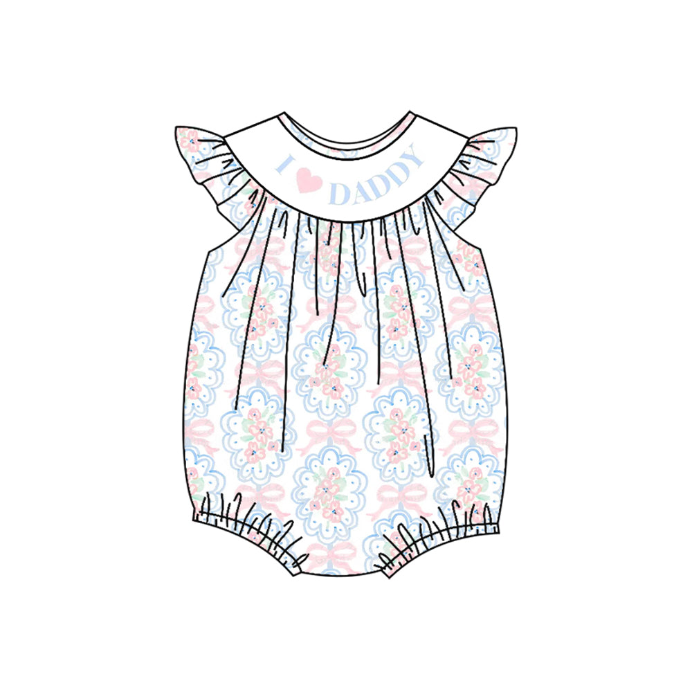 Girls Floral Bow Tunic Ruffle Shorts Set Cute I Love Daddy Clothing for Little Girls