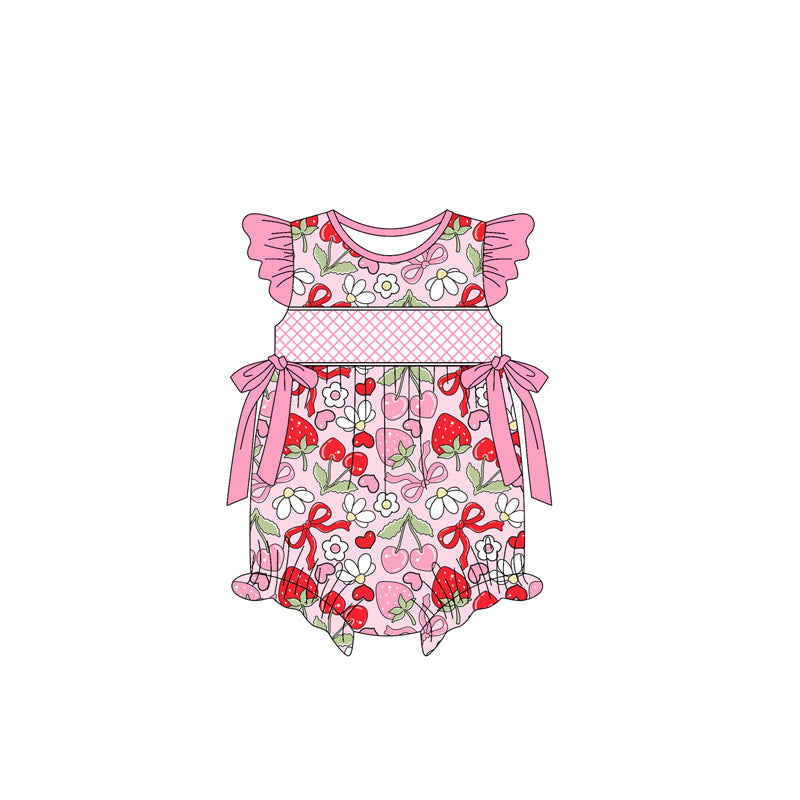 Girls Tunic Ruffle Shorts Set with Flutter Sleeves And Strawberry Bow - Cute Casual Outfit for Little Girls
