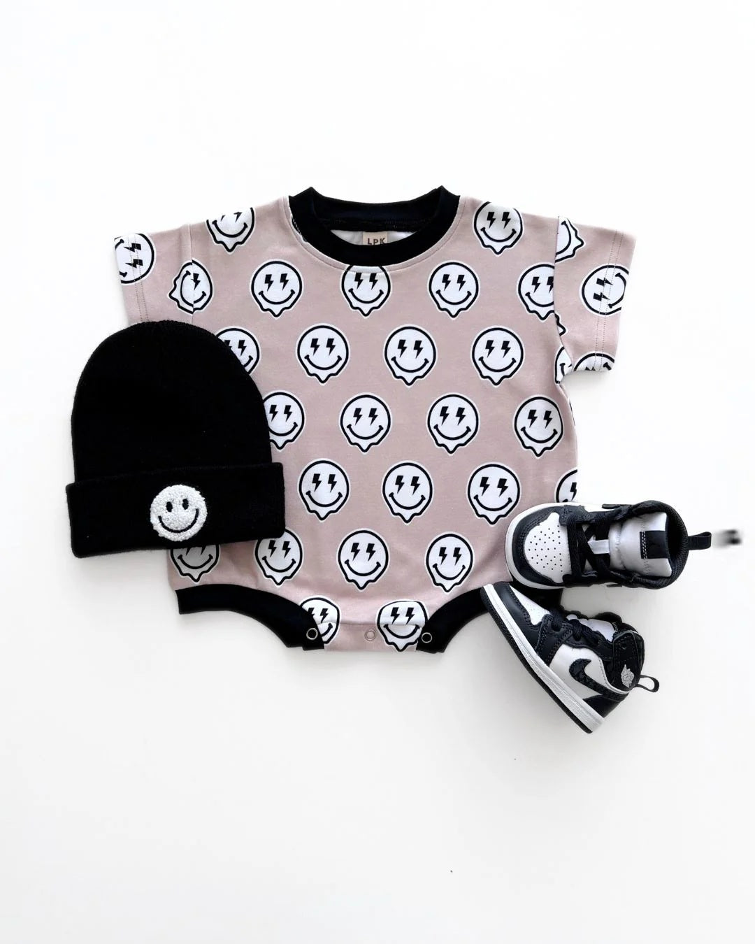 SR2957 Pre order Khaki short sleeves smile baby boy summer romper