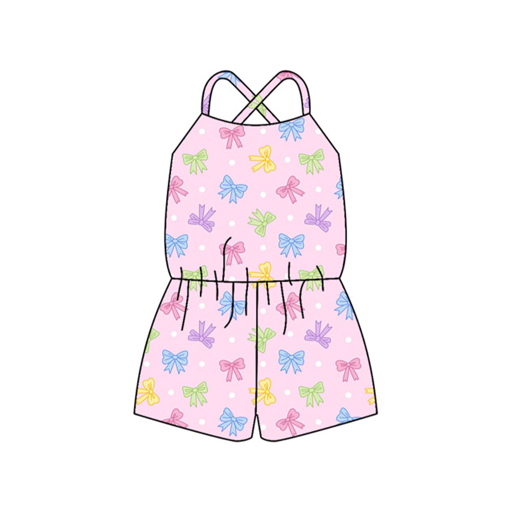5.27 SR2967 Pre orderStraps pink colorful bow baby girls summer jumpsuit