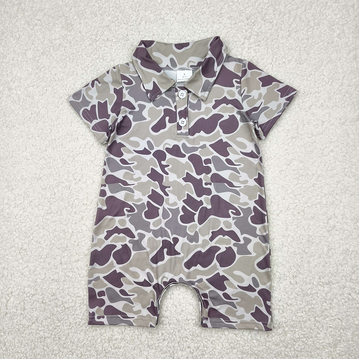 USA Shop (in stock)SR2977 RTS NO MOQ Baby Boys Summer Rompers Short sleeves camo baby boys polo romper