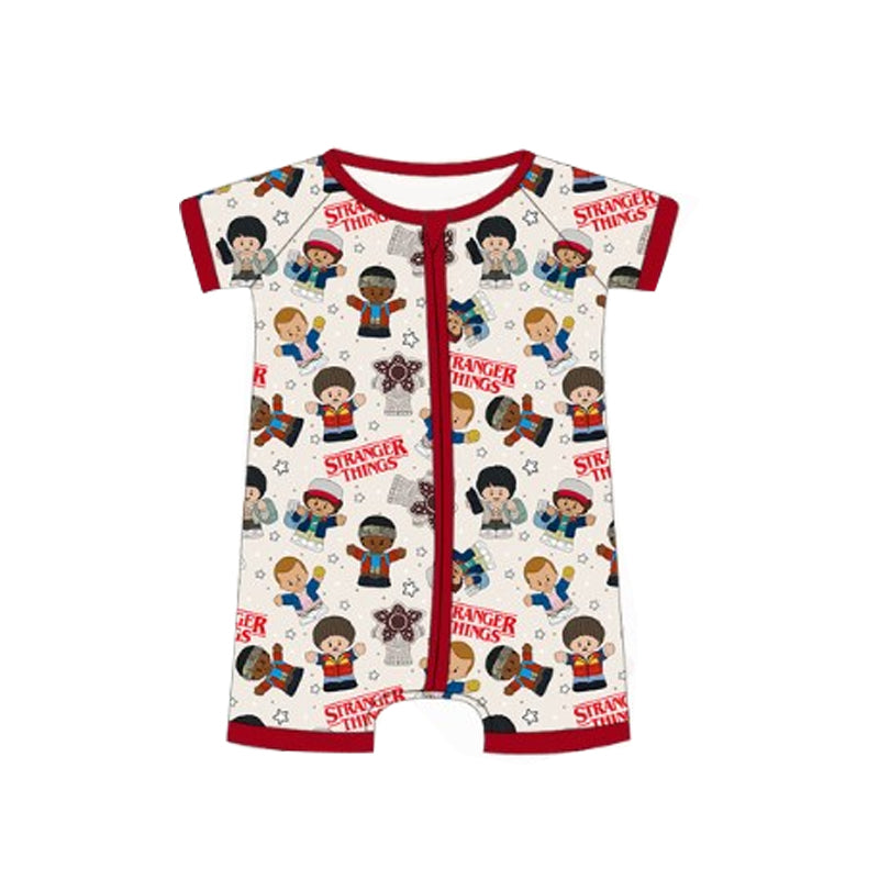 4.26 SR2990 Pre order Short sleeves stranger baby kids zipper romper