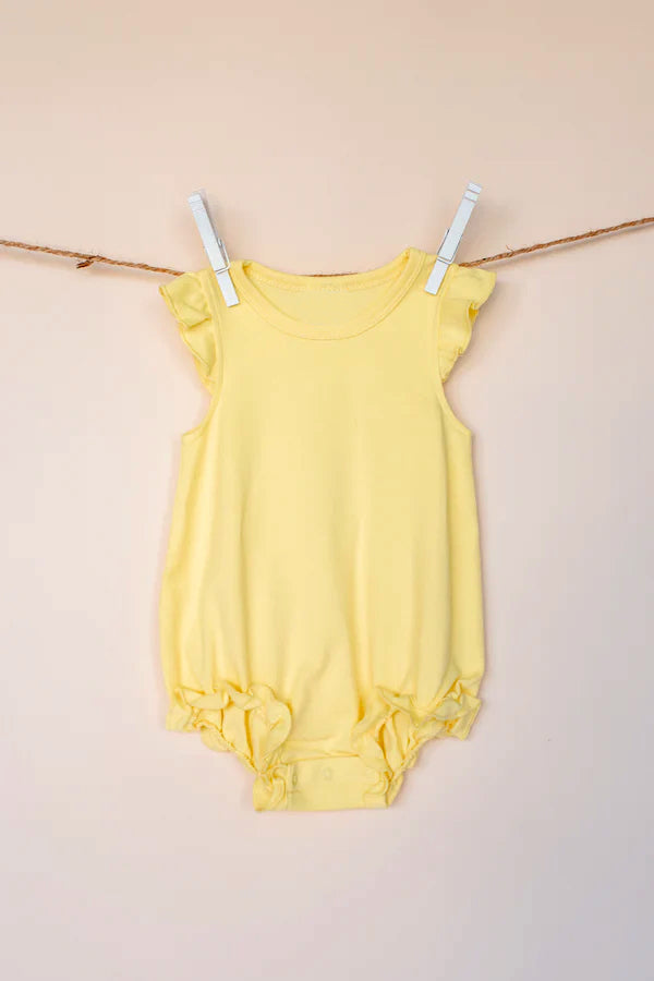4.24 Pre order Light Blue Cotton Romper for Baby Girls with Flutter Sleeves Summer Outfit Infant Clothing