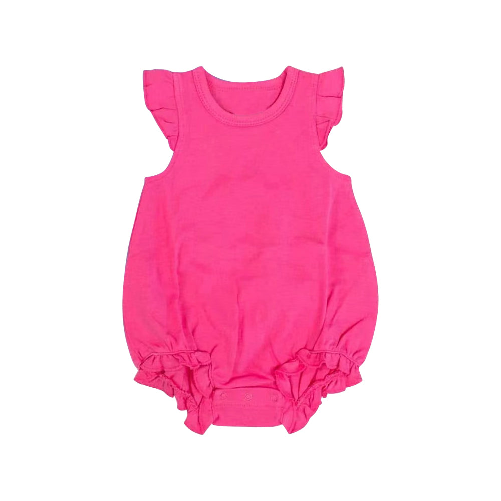 4.24 Pre order Light Blue Cotton Romper for Baby Girls with Flutter Sleeves Summer Outfit Infant Clothing