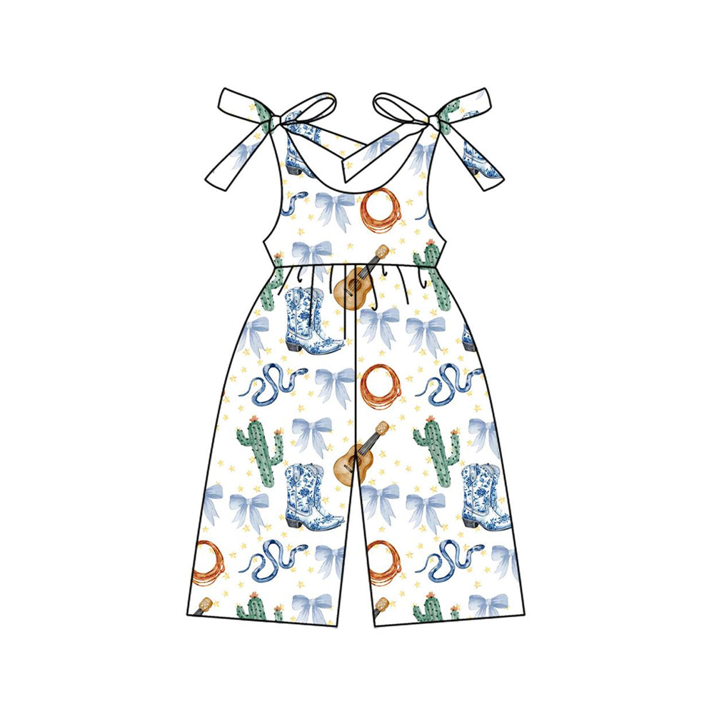8.26 Pre order Baby Girls Sleeveless Button Boots Cactus Tunic Blue Polka Dots Shorts Set