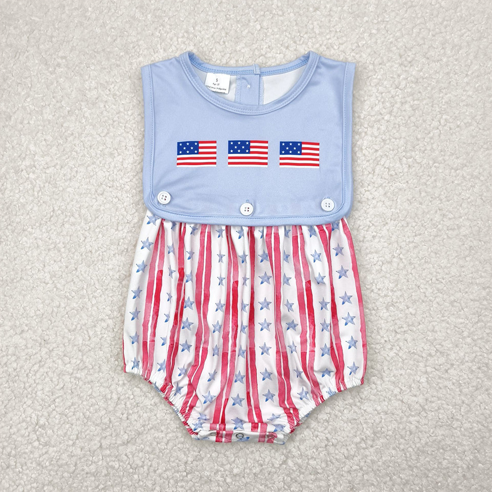 8.25 SR3049 RTS NO MOQ Baby Boys Summer Rompers baby boy clothes flag sleeveless romper