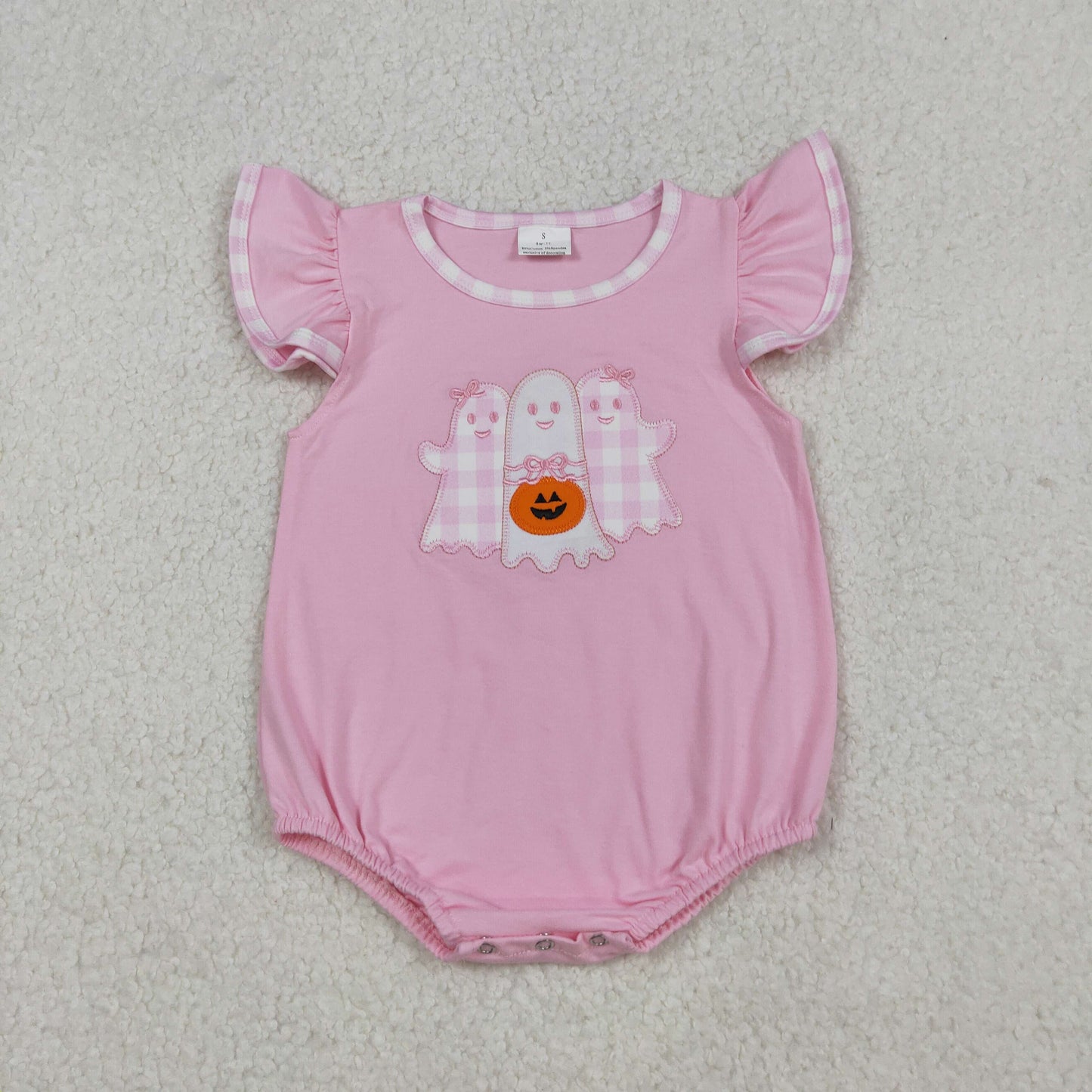 RTS Sibling Baby Girls And Boys Flutter Sleeves Ghost Pumpkin Halloween Romper Sleeveless for Baby