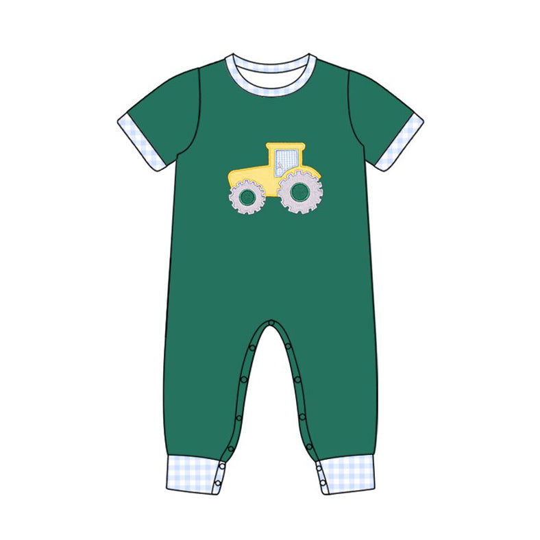 10.20 SR3332 Pre order No Moq Baby Boys Golf Truck Footie Rompers