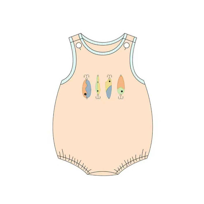 10.23 (Pre Order) No moq SR3362 PRE-ORDER Baby Boys Sleeveless Fishing Rompers