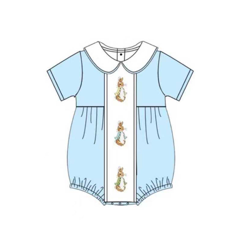 10.30 SR3383 Pre Order No moq Baby Boys Rabbits Easter Collar Rompers