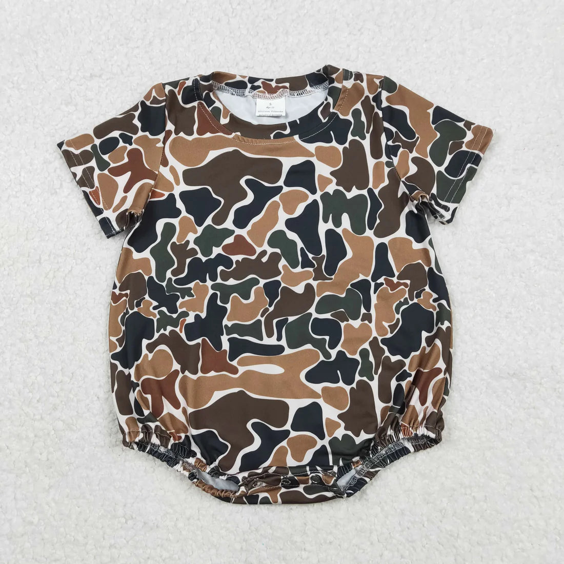 11.24 RST Sibling Baby Boys Short Sleeves Southern Camo Rompers