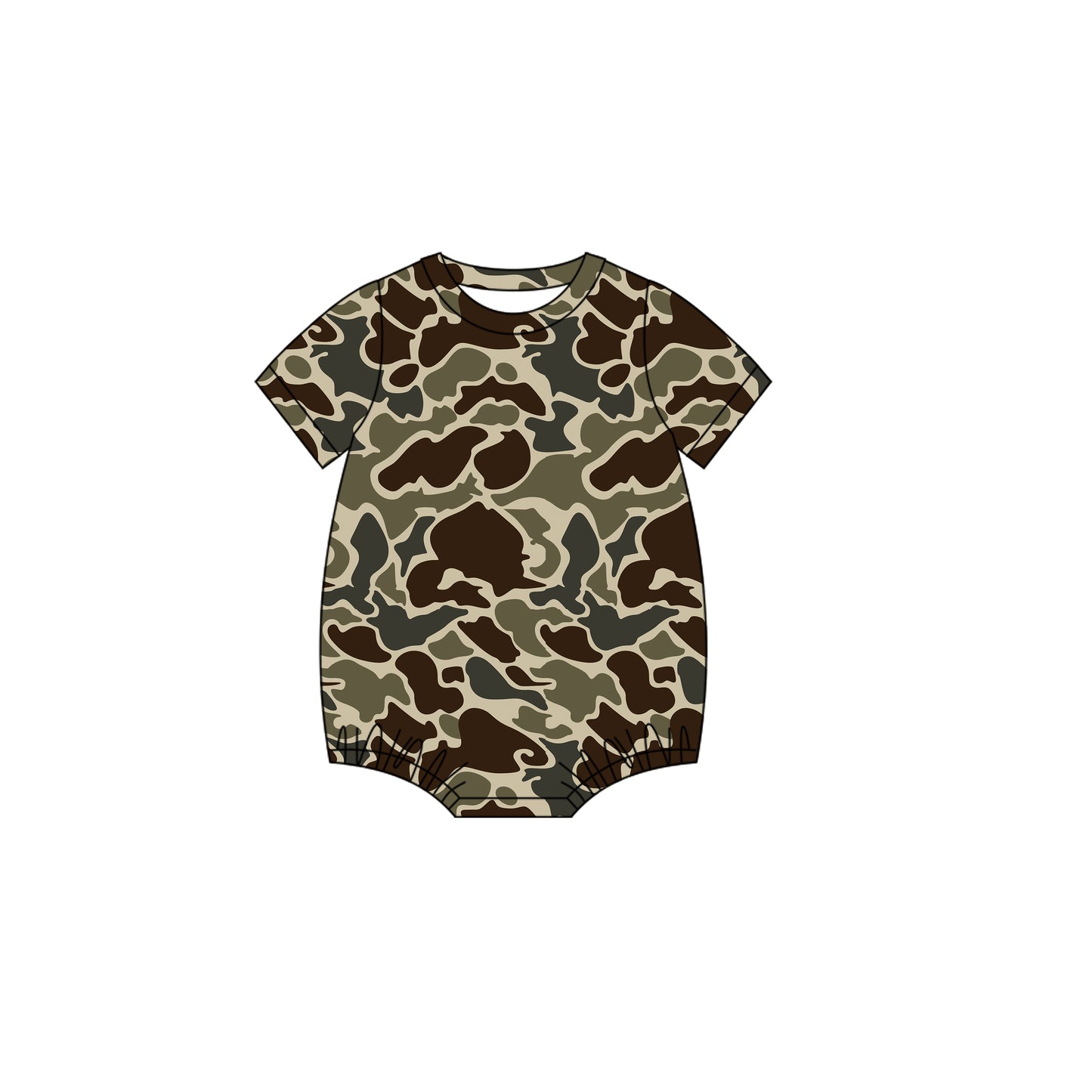 10.31 SR3453 Pre Order No moq Baby Boys Dark Khaki Camo Short Sleeve Southern Rompers