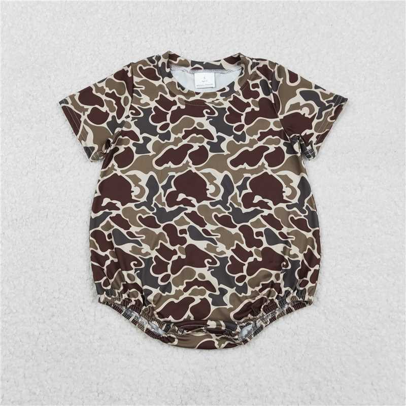 11.25 RTS NO MOQ (In stock)SR3453 Baby Boys Rompers Baby Boys Dark Khaki Camo Short Sleeve Southern
