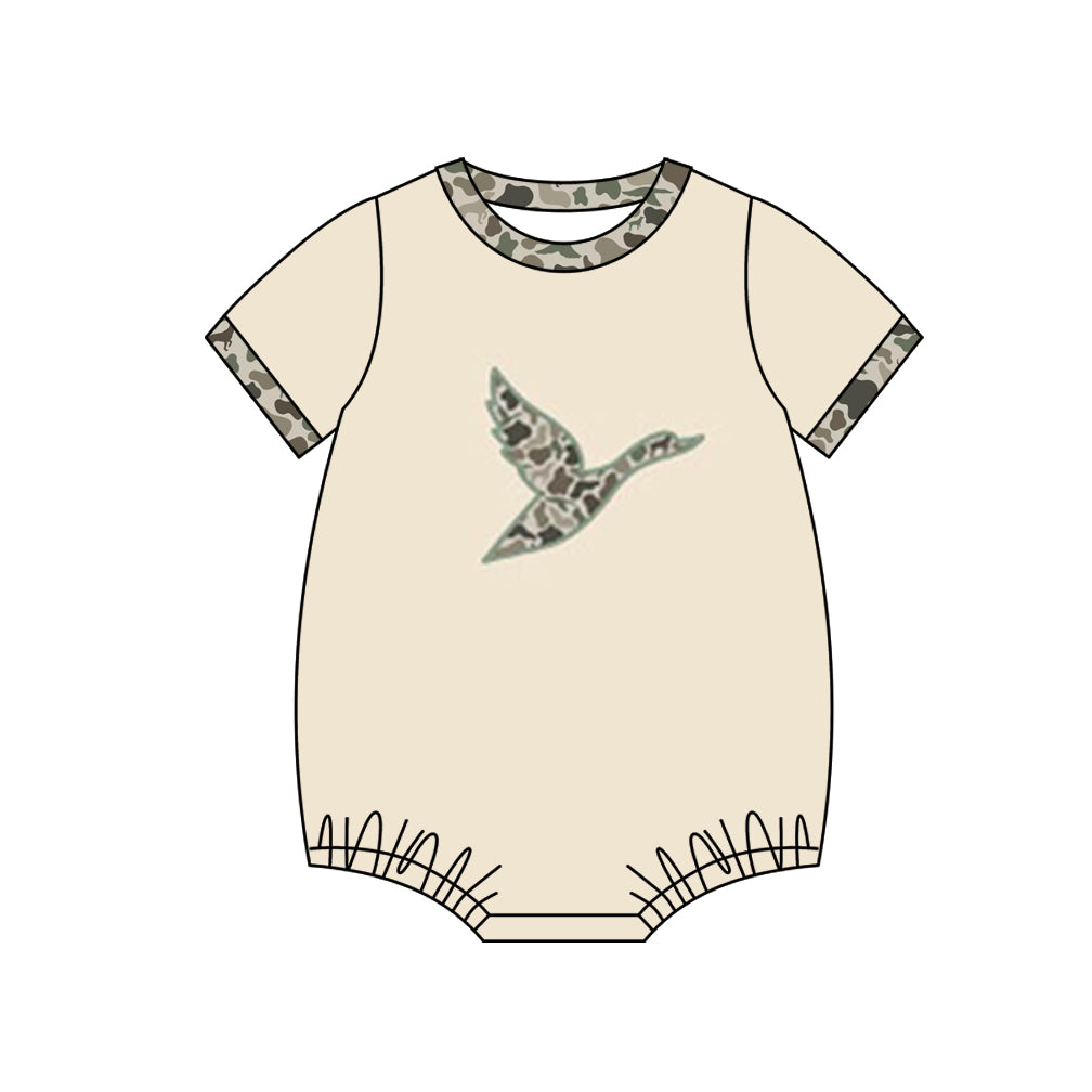 11.6 SR3491 Pre Order No moq Baby Boys Short Sleeve Camo Ducks Dogs Hunting Rompers