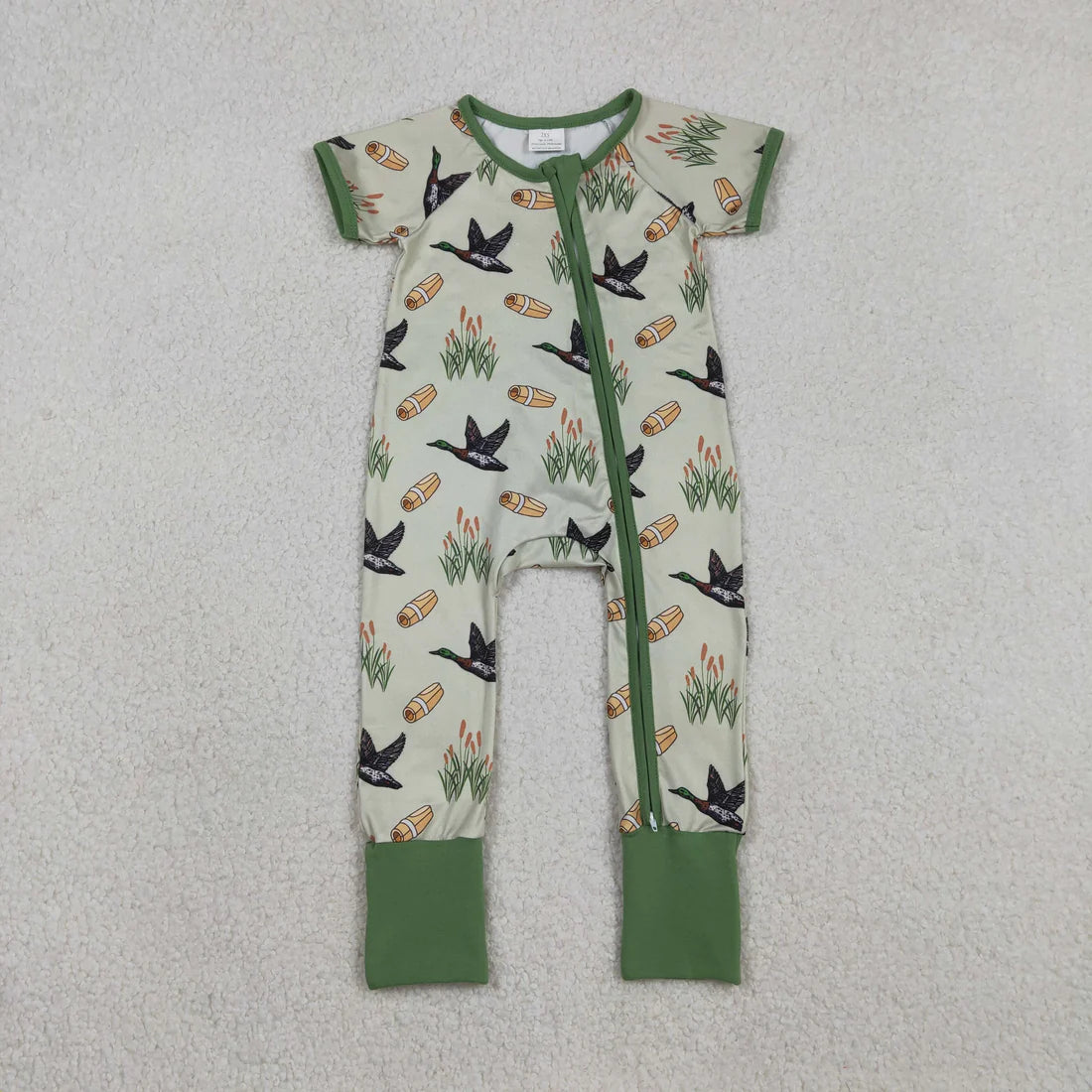 1.6 RTS Sibling Baby Boys Ducks Calls Pants Hunting Pajamas Set Zipper Rompers