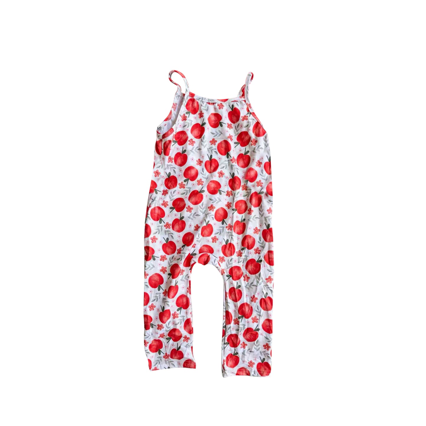 11.8 SR3516 3XS-6XL Pre order No Moq Baby Girls Apples Floral Strap Pant Jumpsuits