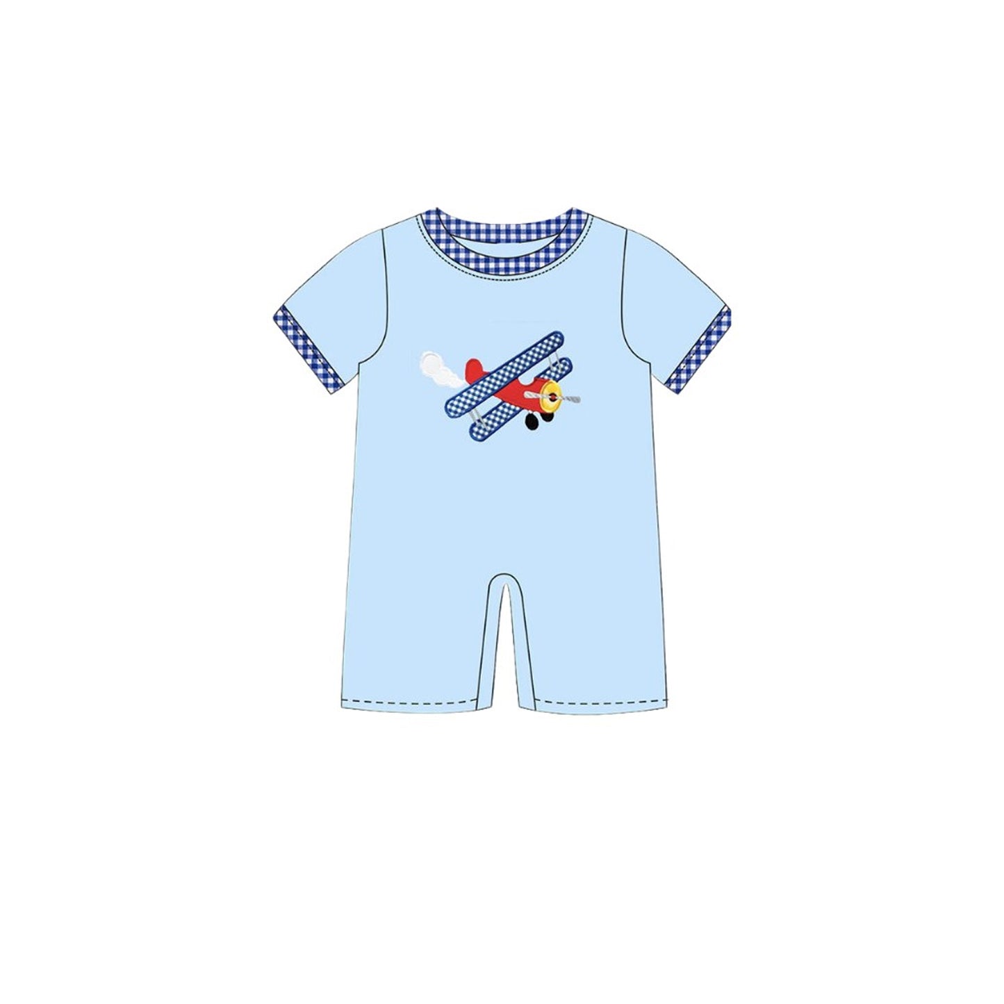 11.13 SR3543 Pre Order No moq Baby Boys Blue Planes Shorts Rompers