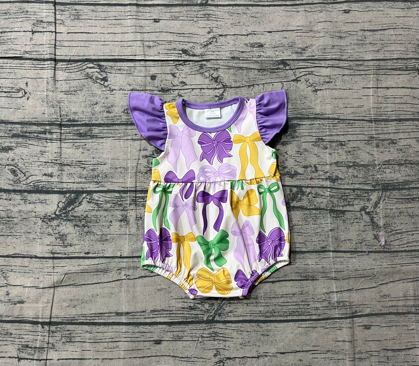 12.20 SR3546 Sample No Moq Baby Girls Mardigras Bows Plaid Ruffle Rompers