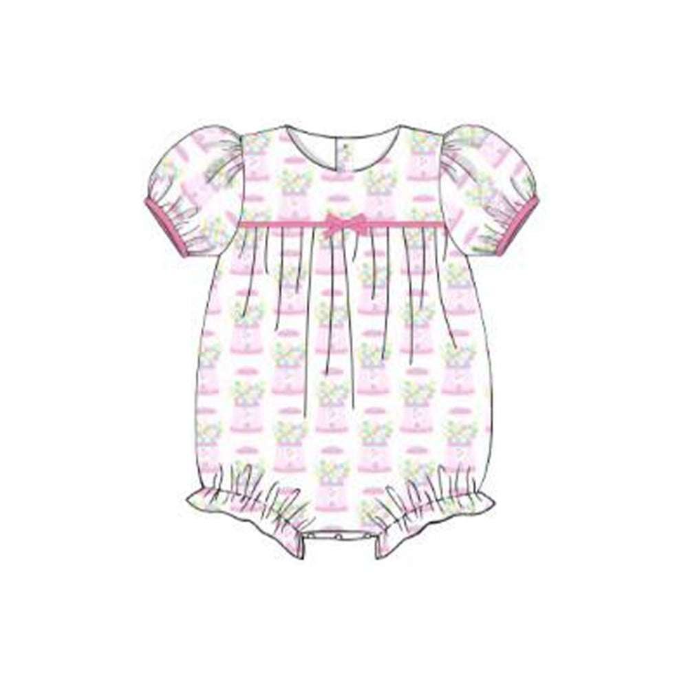 11.15 SR3552 Pre Order No moq Baby Girls Pink Flowers Plaid Ruffle Rompers