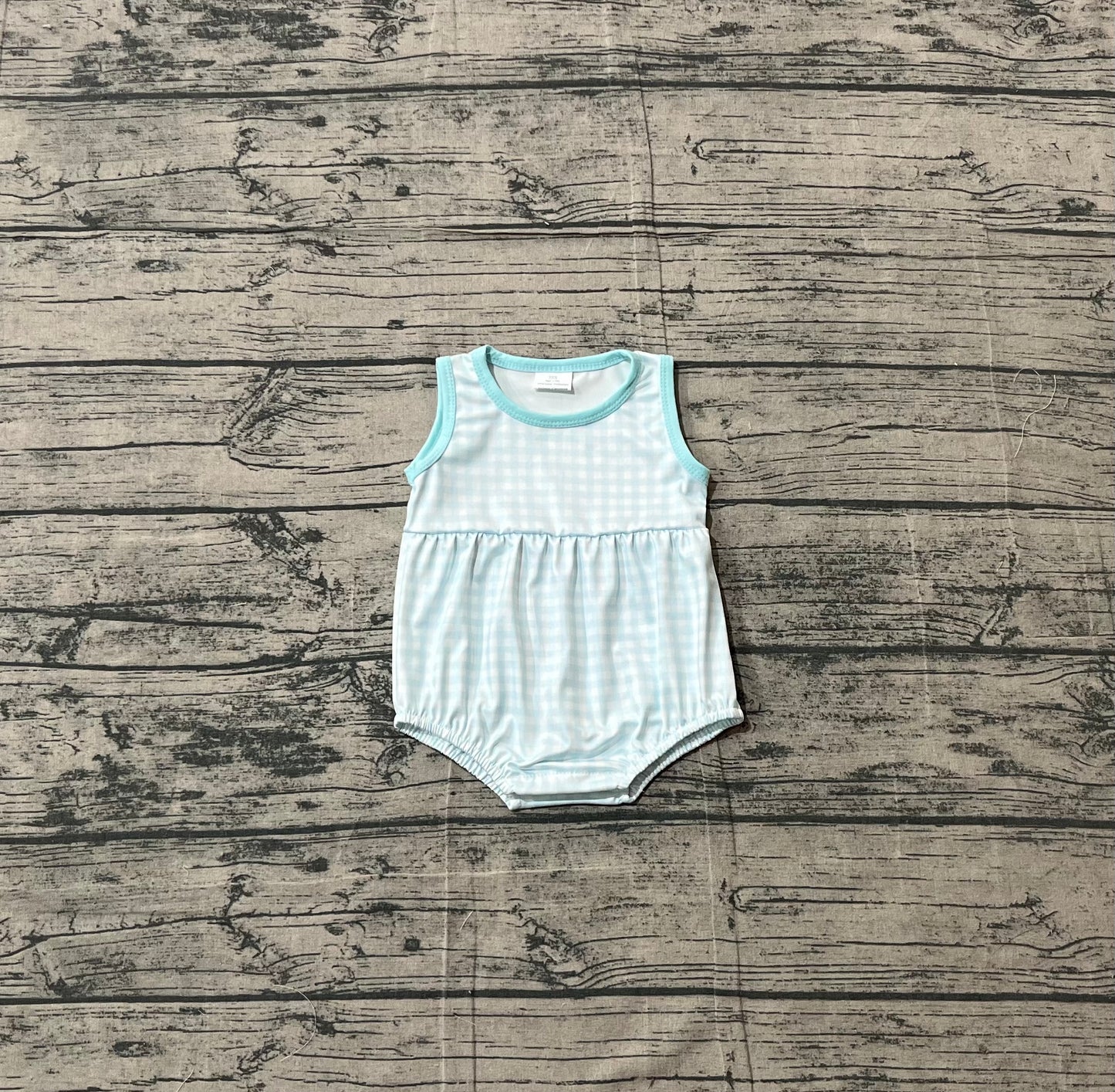 1.17 SR3554 Sample No Moq Baby Boys Blue Checked Sleeveless Rompers
