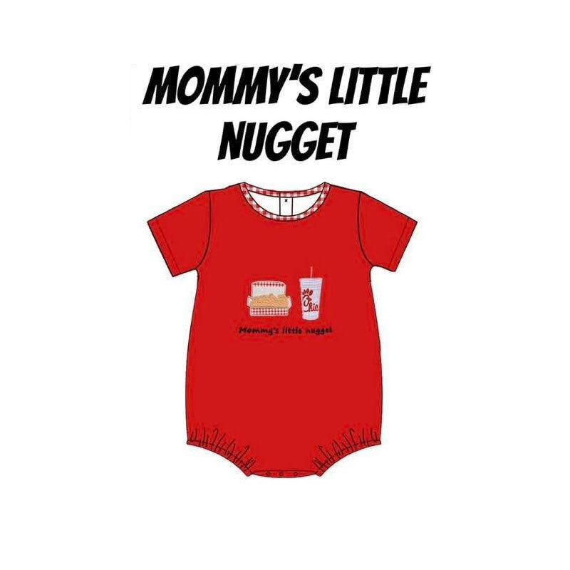 11.21 SR3616 Pre Order No moq Baby Boys Red Short Sleeve Mammy's Little Nugget Rompers