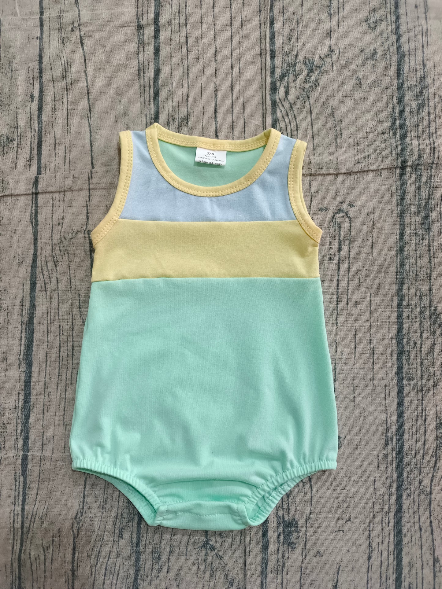 1.27 SR3660 Sample No Moq Baby Boys Sleeveless Blue Yellow Aqua Rompers