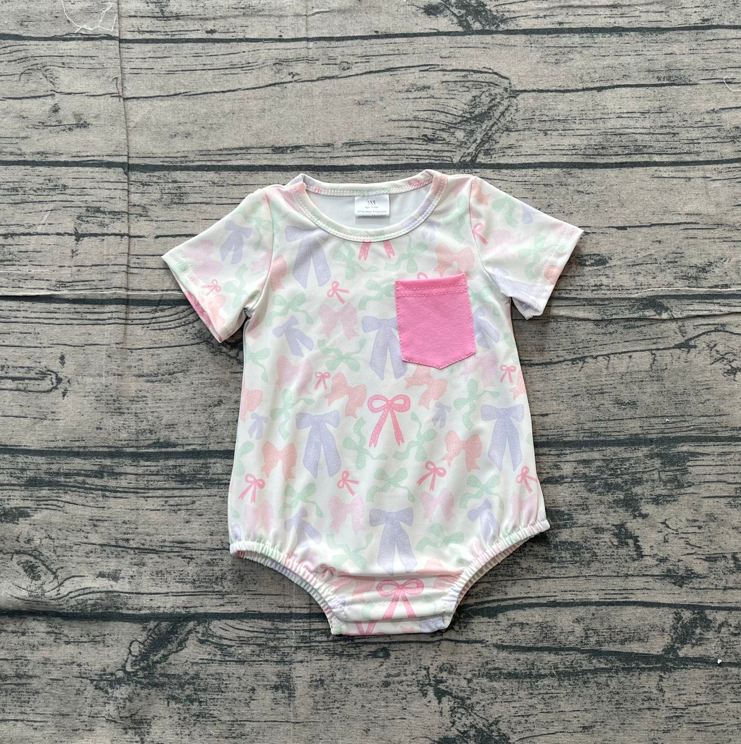 12.15 SR3731 Sample No Moq Baby Girls Short Sleeve Colorful Bows Plaid Pockets Ruffle Rompers
