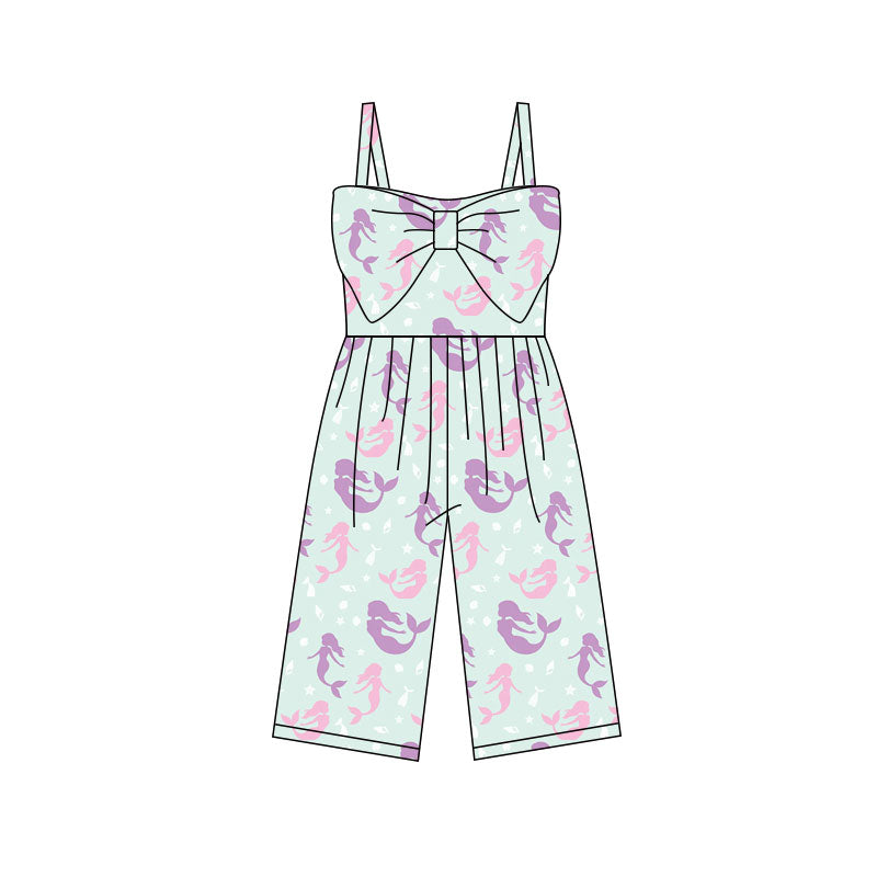 12.11 SR3791 Pre order No Moq Baby Girls Strap Colorful Mermaid Fishes Pants Jumpsuits