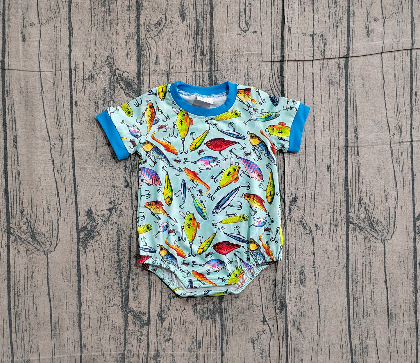1.22 SR3824 Sample No Moq Baby Boys Short Sleeve Fishing Hunting Rompers