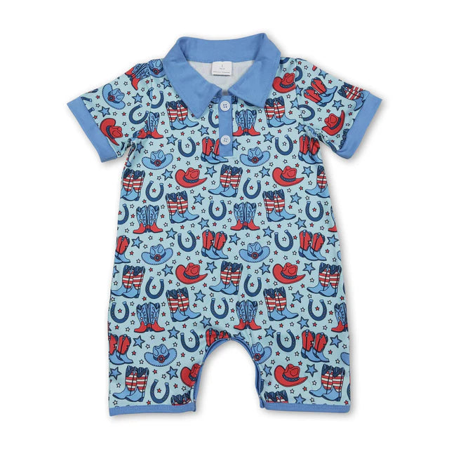 USA Warehouse (IN STOCK) Baby kids Short Sleeve Button Rompers