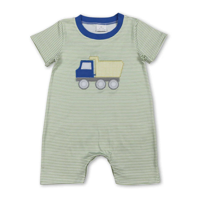 RTS Sibling Stripe constructions embroidery top shorts boys outfits