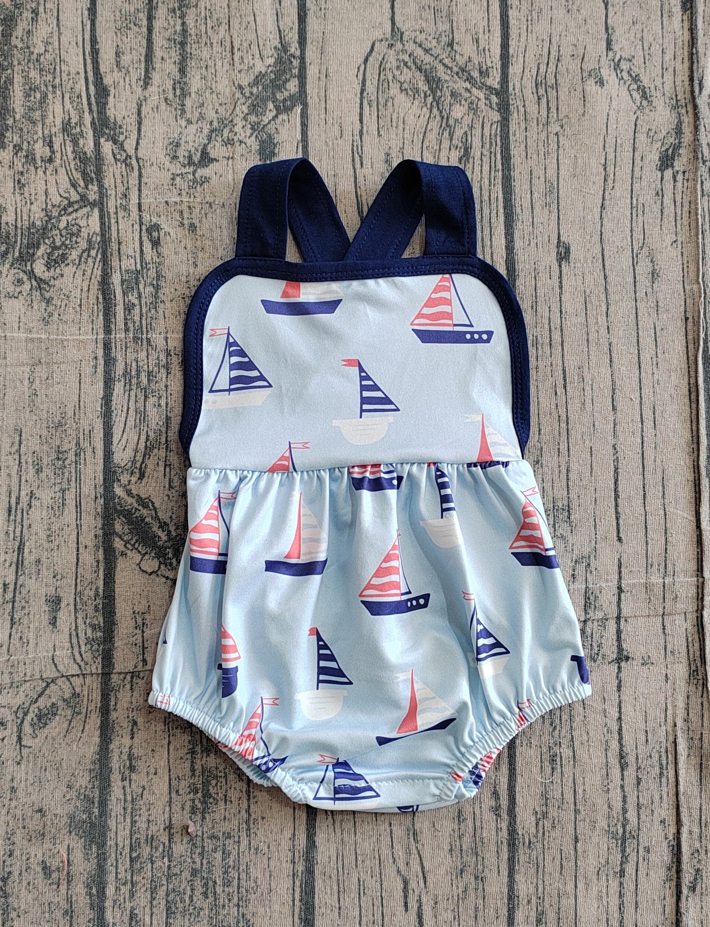 3.11 SR3945 Sample No Moq Baby Girls Summer Fashion Strap Boats Plaid Ruffle Rompers