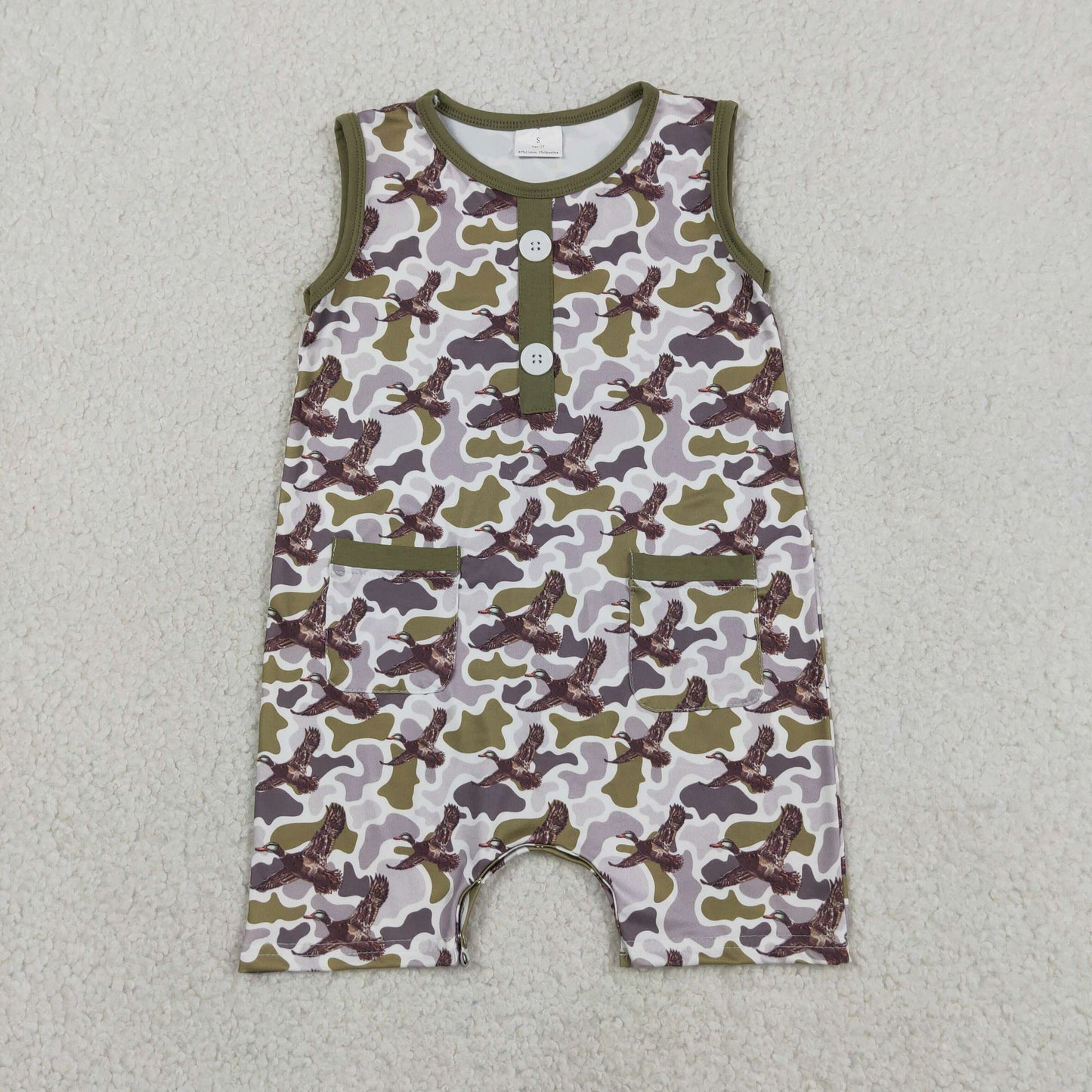 RTS Sibling Short sleeves pocket top duck camo shorts boys outfits and romper