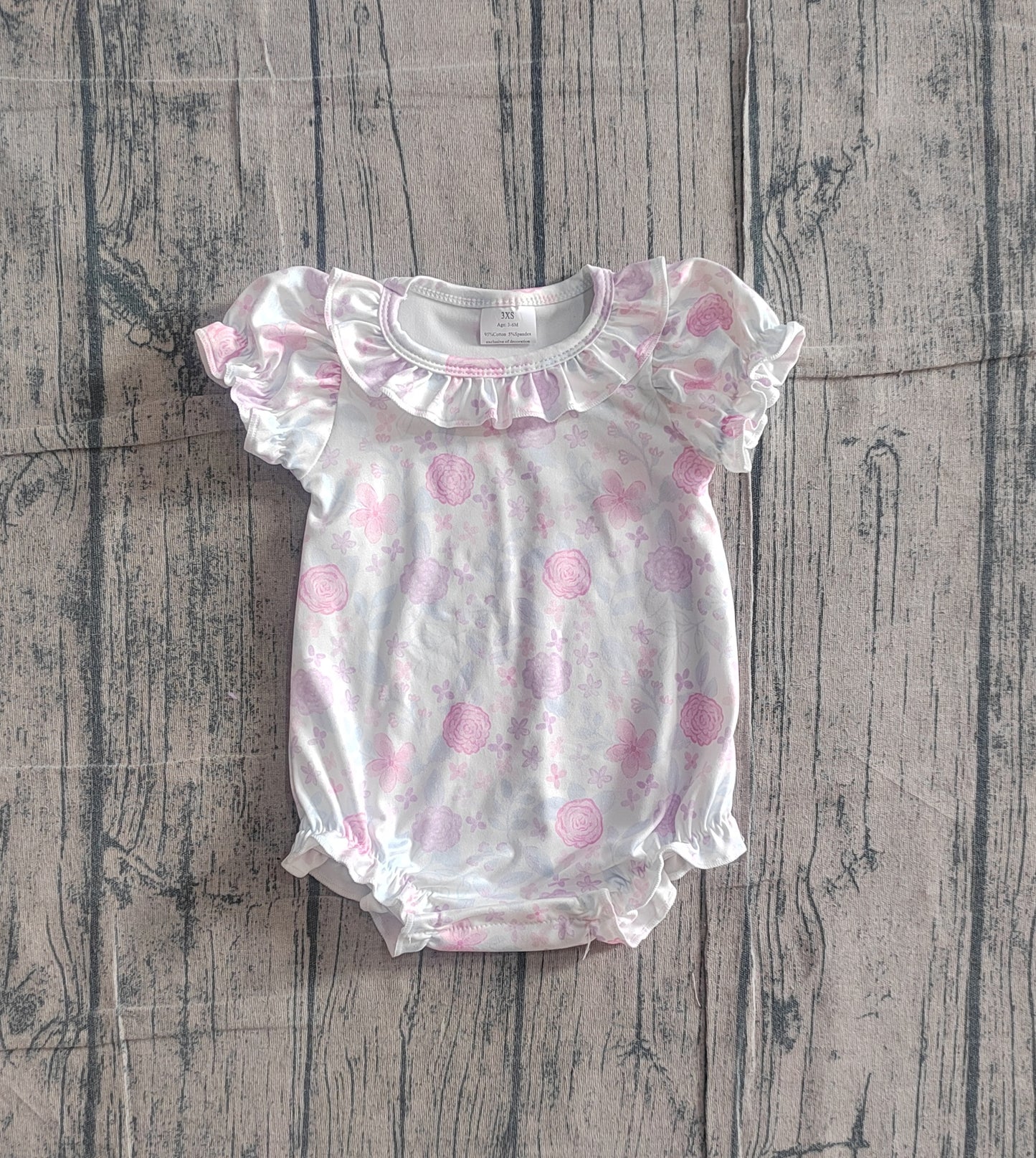 2.3 SR4023 Sample No Moq Baby Girls Short Ruffle Sleeve Colorful Flowers Rompers