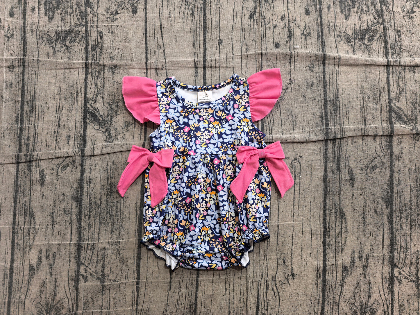 6.10 SR4126 Sample No Moq Baby Girls Flutter Sleeve Colorful Flowers Ruffle Rompers
