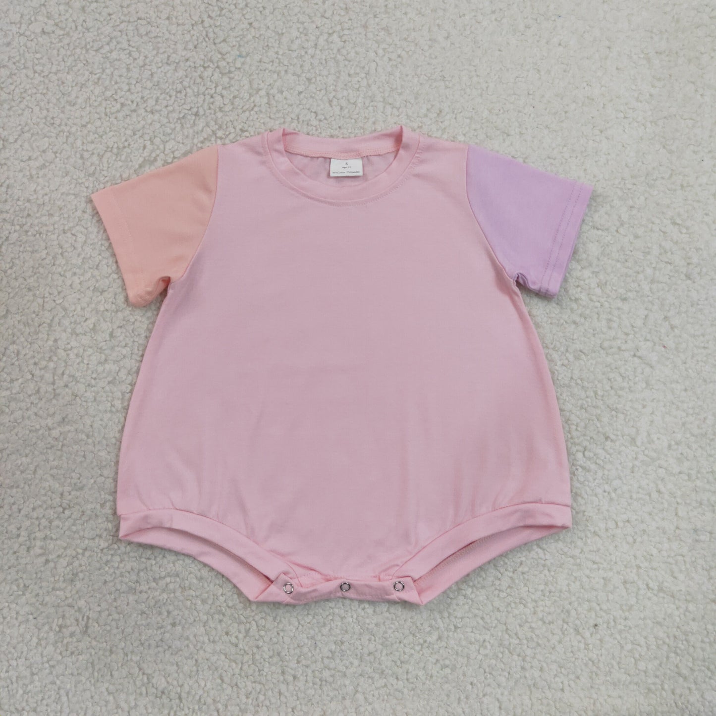 SR4156 RTS NO MOQ (In stock)Short sleeves cotton pink baby girls summer romper