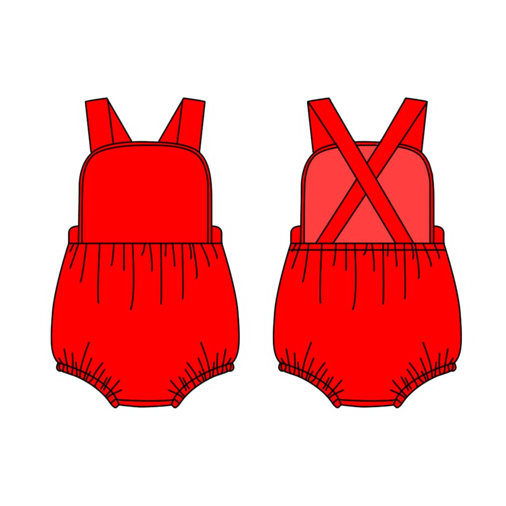 4.15 SR4188 Pre Order No moq Baby Girl Cross Back Suspender Romper, Summer Sleeveless Infant Bubble Sunsuit