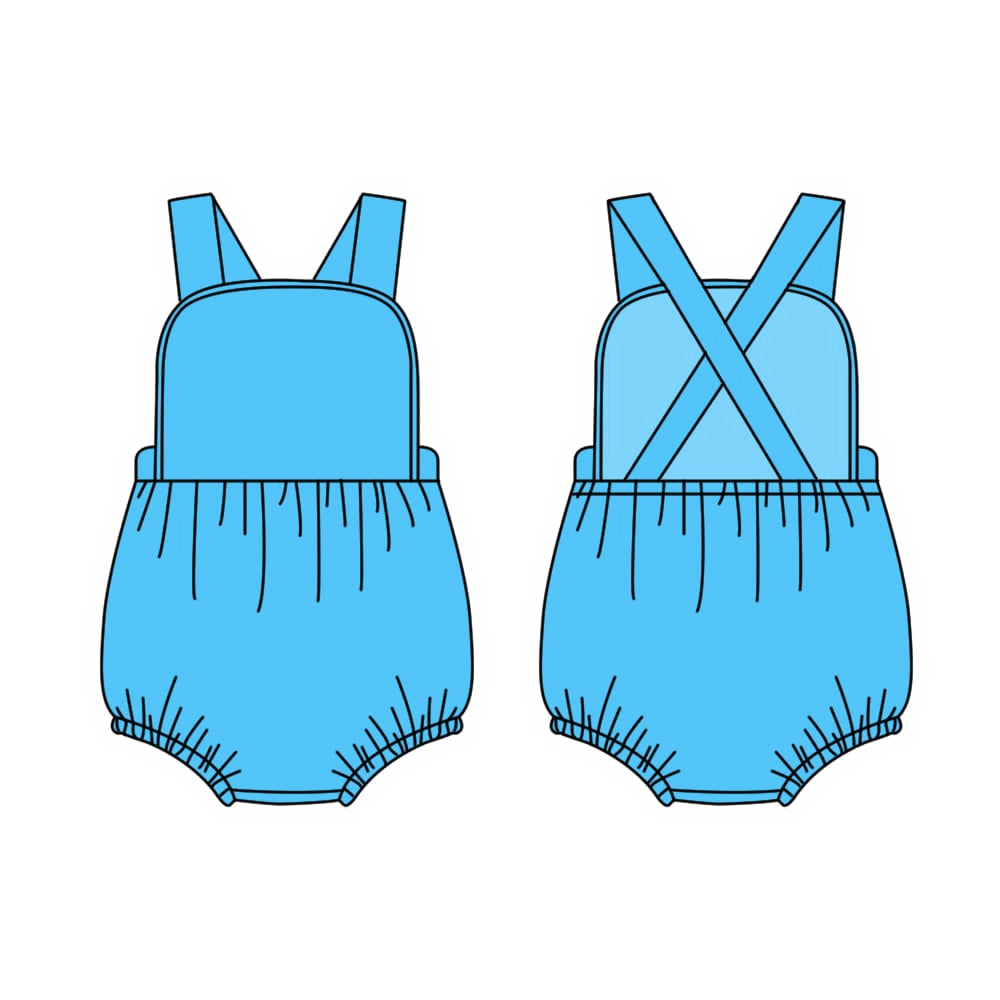 4.15 SR4189 Pre Order No moq Baby Girl Cross Back Suspender Romper, Summer Sleeveless Infant Bubble Sunsuit