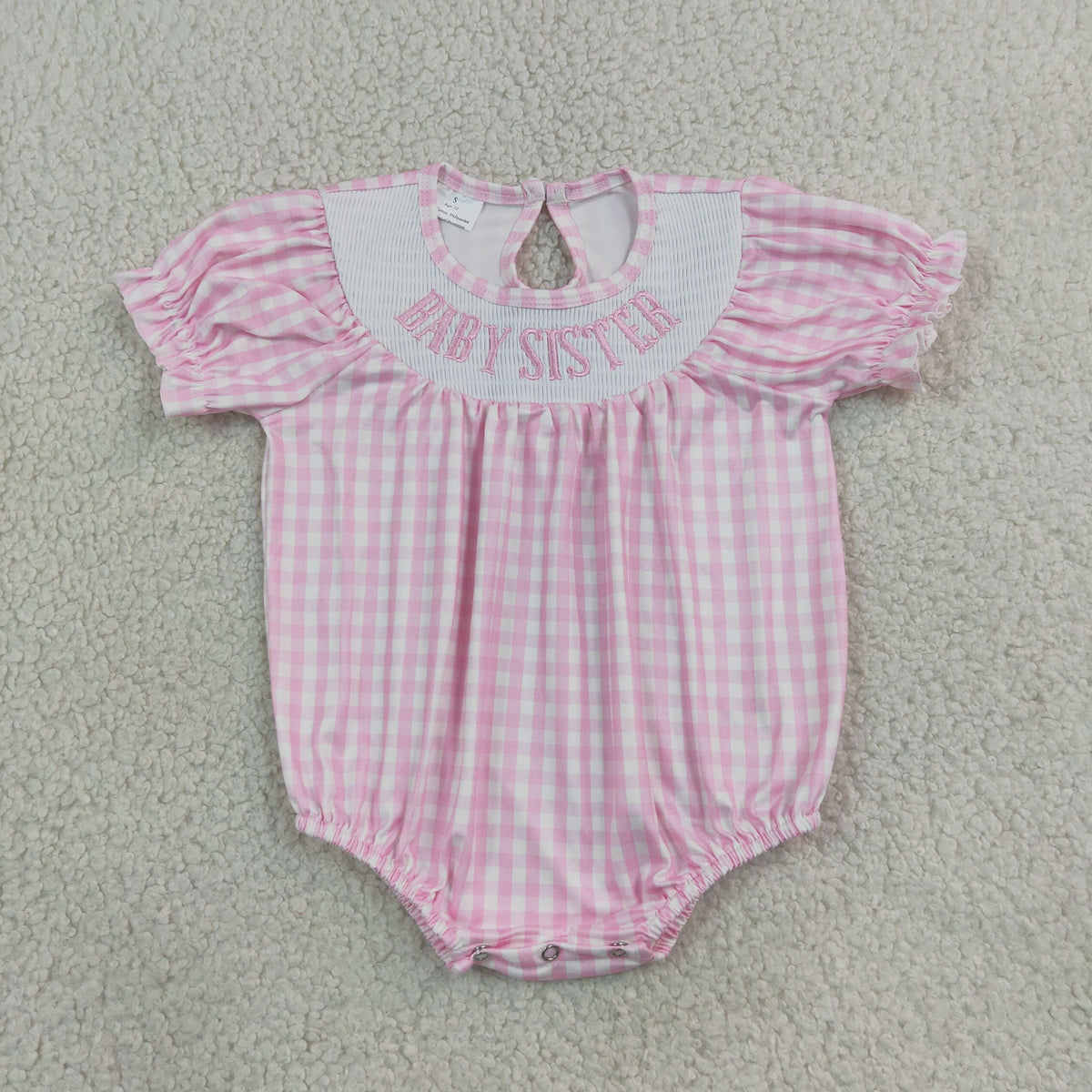 RTS NO MOQ milk silk SR4230 Smocked Baby Girls Pink Plaid Short Sleeve Ruffle Cute Rompers