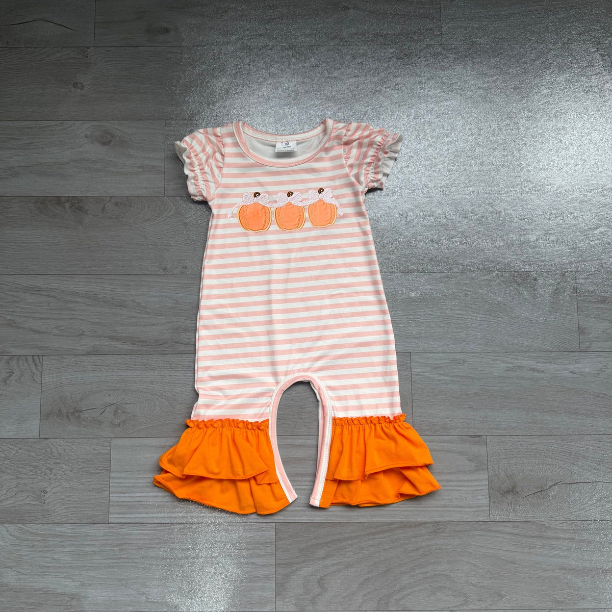 Sibling RTS NO MOQ Sibling Embroidery Bow Pumpkins Baby Girls Stripe Tunic Ruffle Pant Fall Clothes Sets Dress And Romper