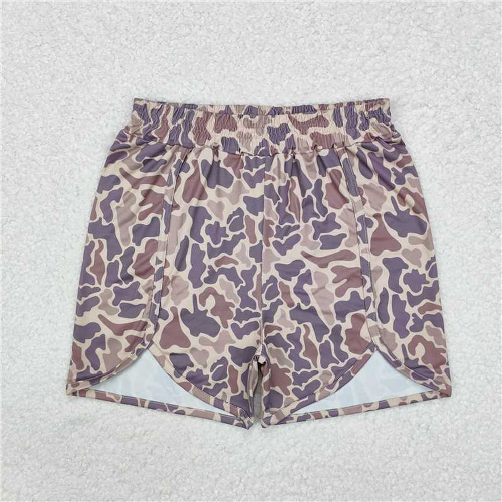 SS0374 RTS NO MOQ Khaki camo elastic waist adult women hunting shorts