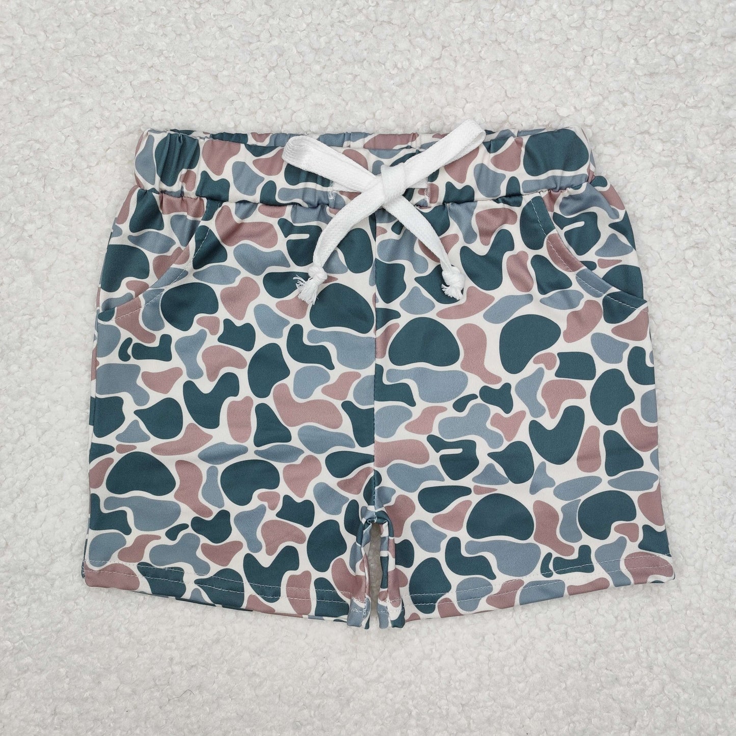 SS0375Green camo baby kids hunting shorts