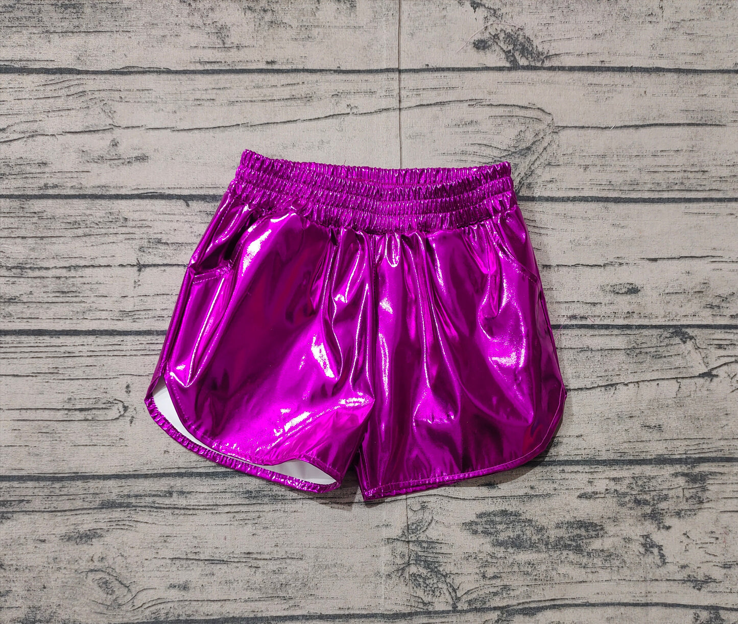 SS0412Purple elastic waist kids girls summer shorts