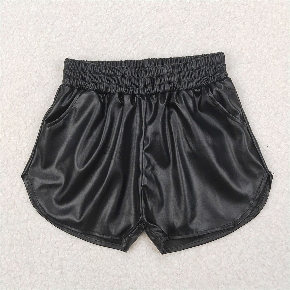 USA Shop (in stock)SS0413 RTS NO MOQ Baby Girls Summer Pants Black elastic waist kids girls summer shorts