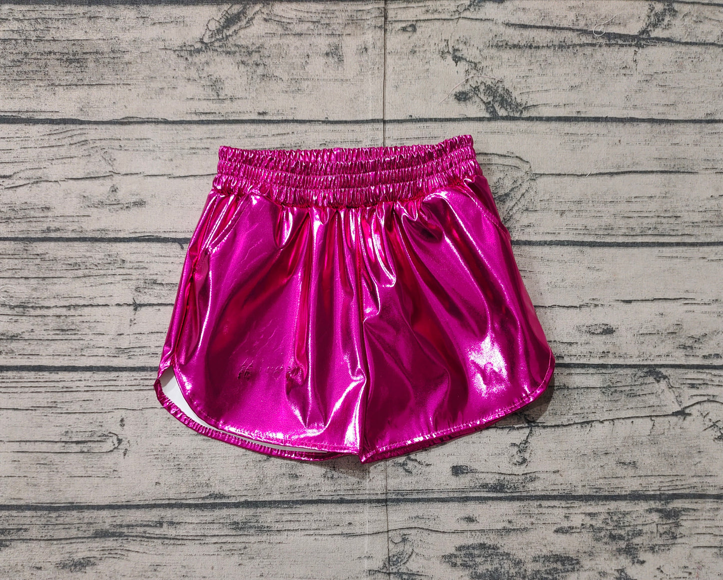 SS0414Hot pink elastic waist kids girls summer shorts