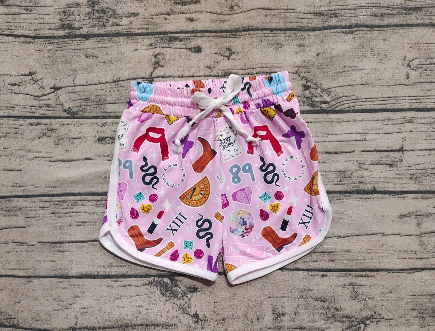 4.12 SS0419 Sample 10days Arrived RTS Lavender guitar butterfly singer girls summer shorts