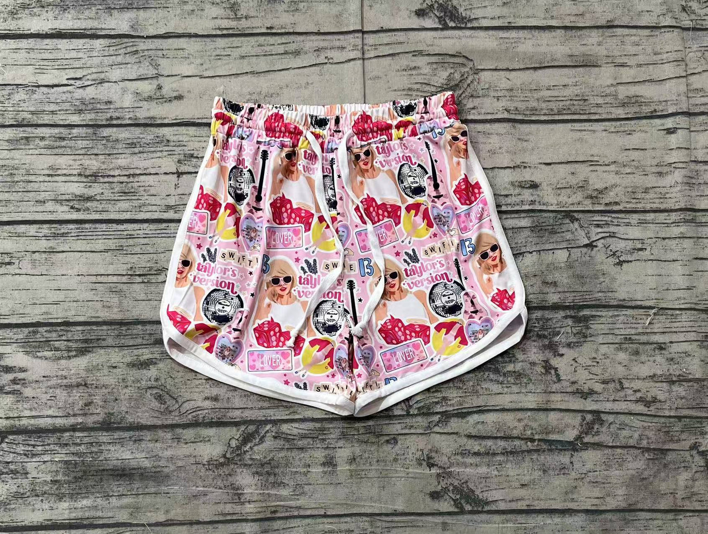 SS0420Pink guitar heart singer adult women summer shorts