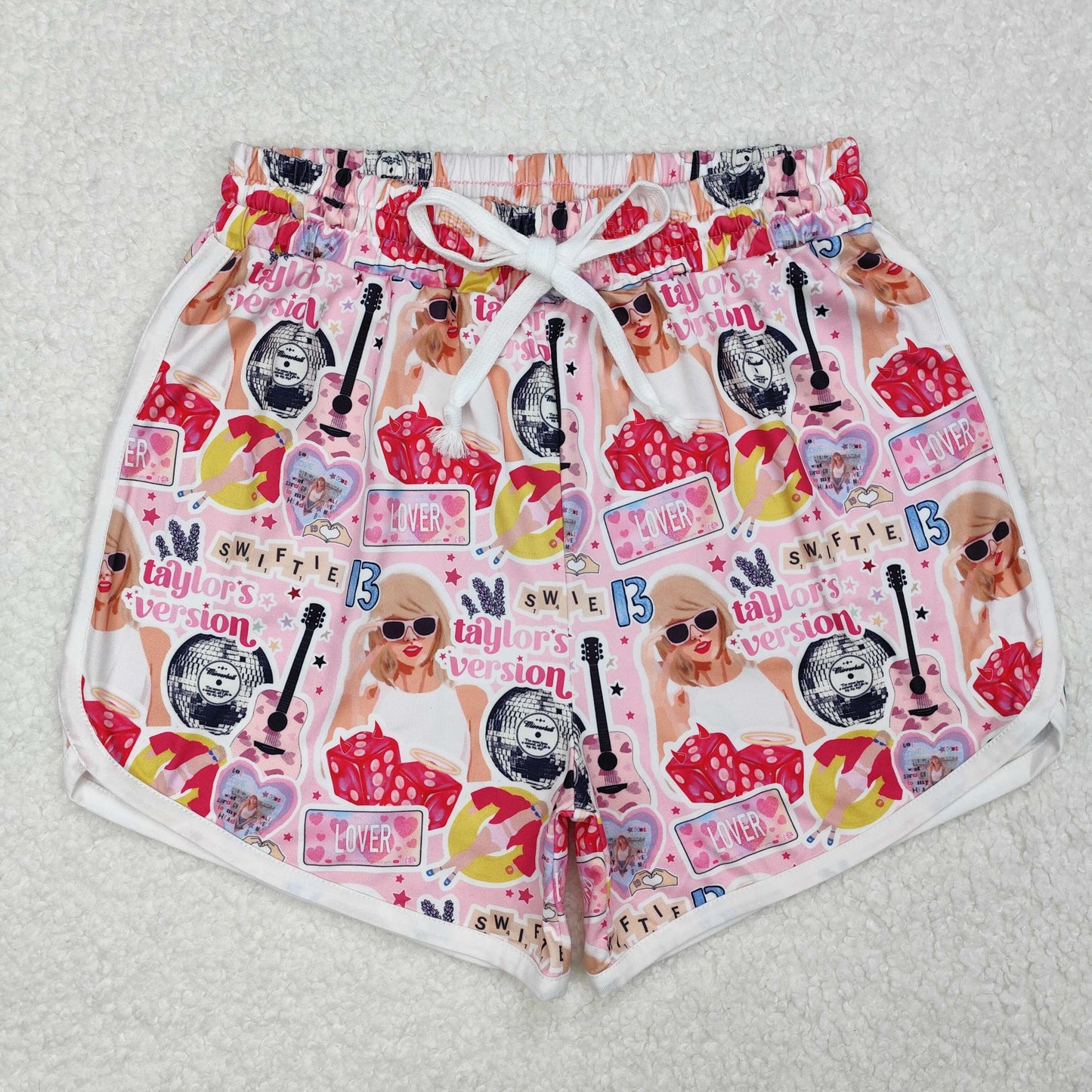 SS0420Pink guitar heart singer adult women summer shorts